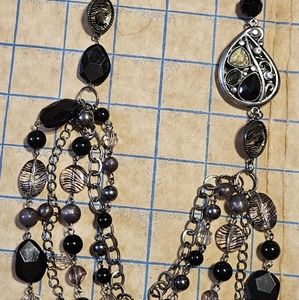 Vintage Style & Company long statement necklace with multicolor beads.